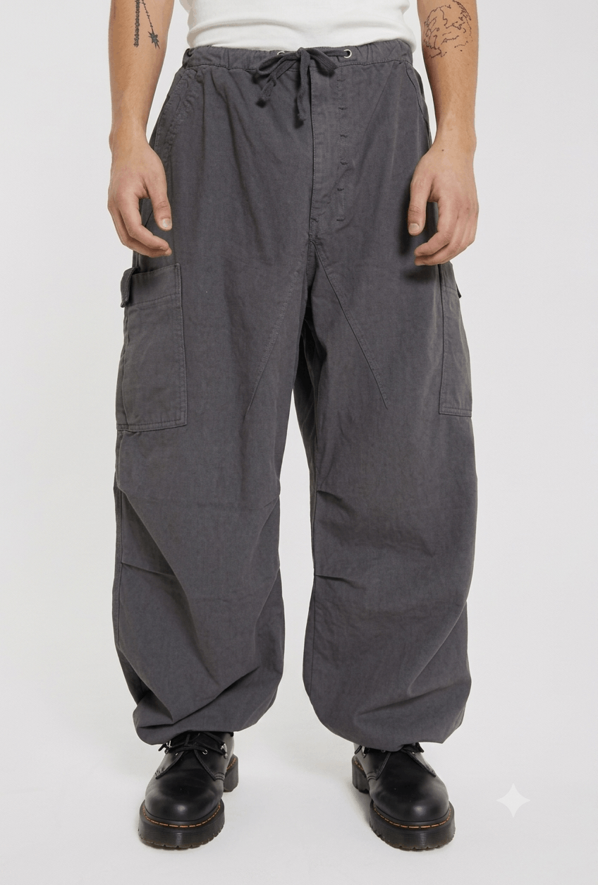 Vintage Grey Parachute Cargo Pants in Gray, Men's (Size 33)