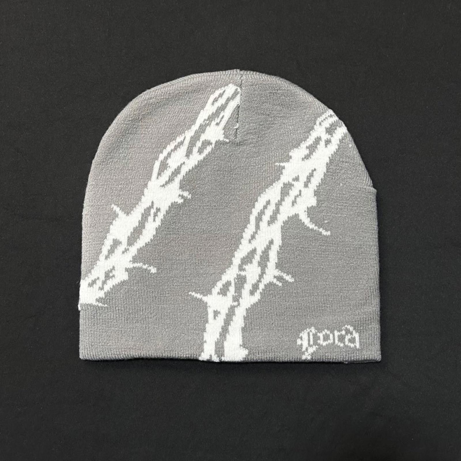 Japanese Brand Rare Barbed Wire Graphic Graphic No Cuff Knit Gray Beanie Size ONE SIZE - 1 Thumbnail