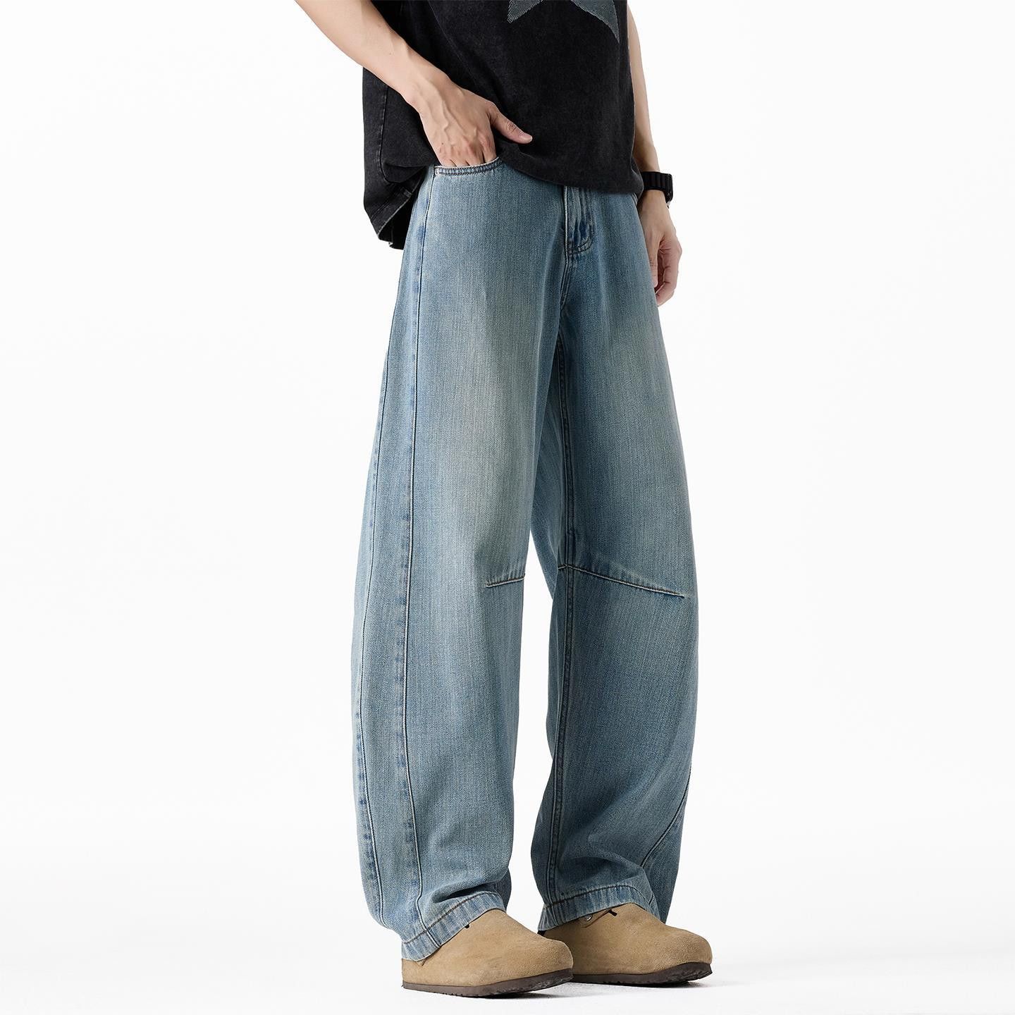 Jean Men's Retro Loose Straight Leg High Street Washed Jeans Size US 32 / EU 48 - 3 Thumbnail