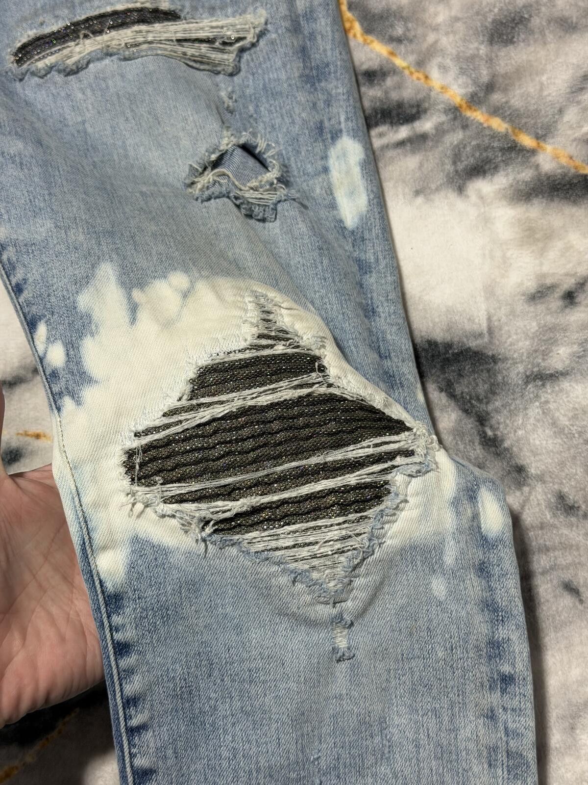 Amiri Amiri MX1 VVS Patch Bleached Indigo Denim - Sz34 Size US 34 / EU 50 - 2 Thumbnail