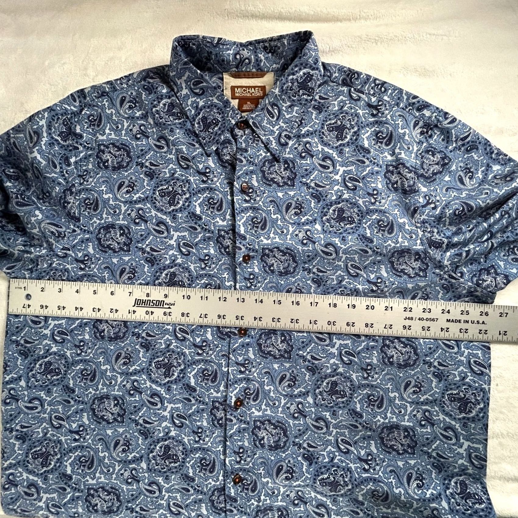 Michael Kors Michael Kors Button-Up Shirt Mens XL Long Sleeve Blue White Paisley Silk Cotton Button-Up Shirt XL Long Sleeve Mens Size US XL / EU 56 / 4 - 5 Thumbnail