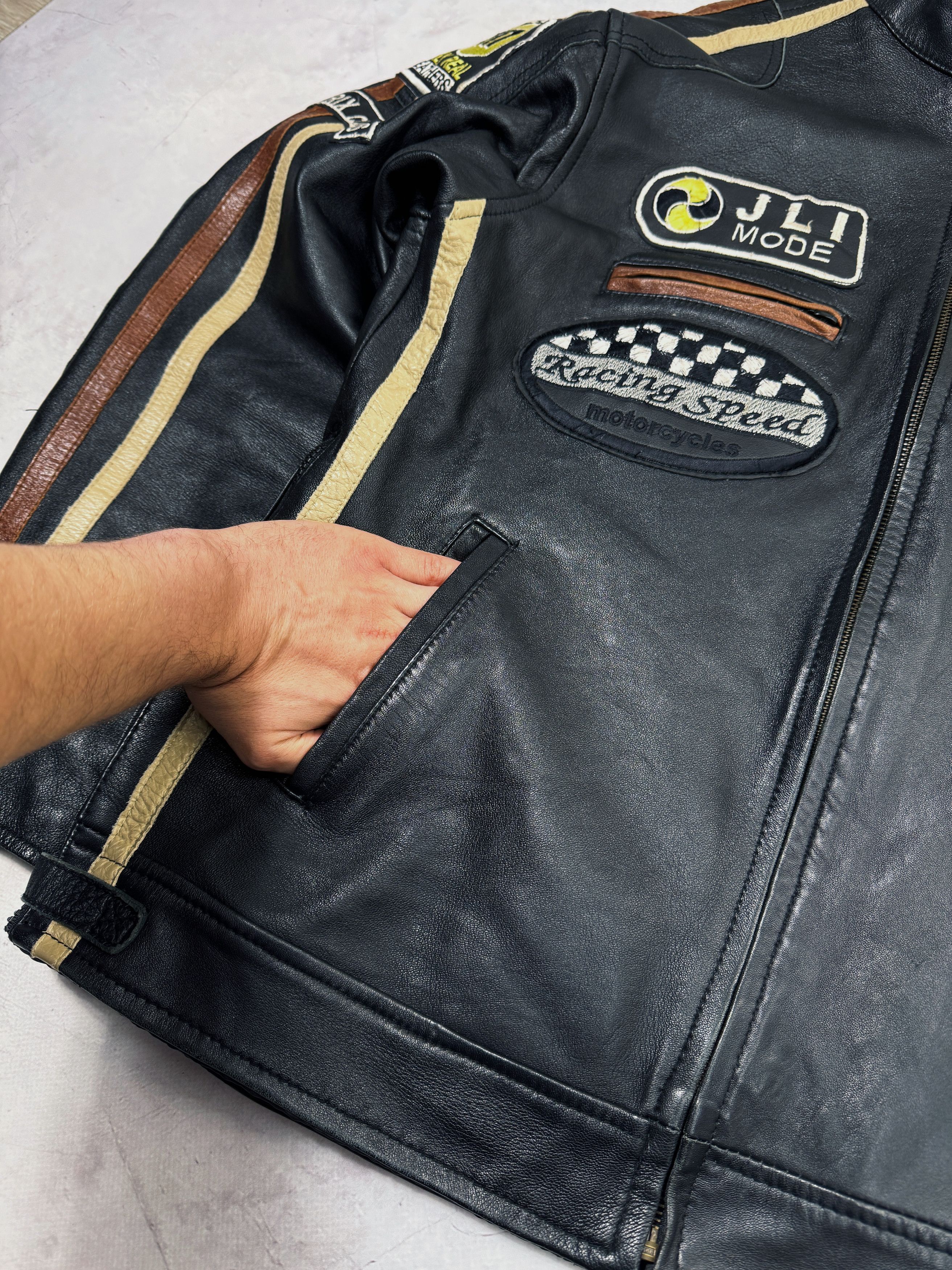 Other Vintage Racing Speed Leather Motorcycle Jacket Brogniez Size US M / EU 48-50 / 2 - 8 Thumbnail