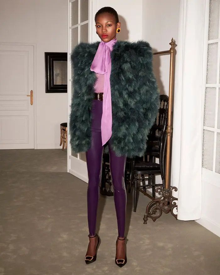 Saint Laurent Paris o1bcso1str0325 Feather Jacket In Silk Organza in Black Size S / US 4 / IT 40 - 4 Thumbnail
