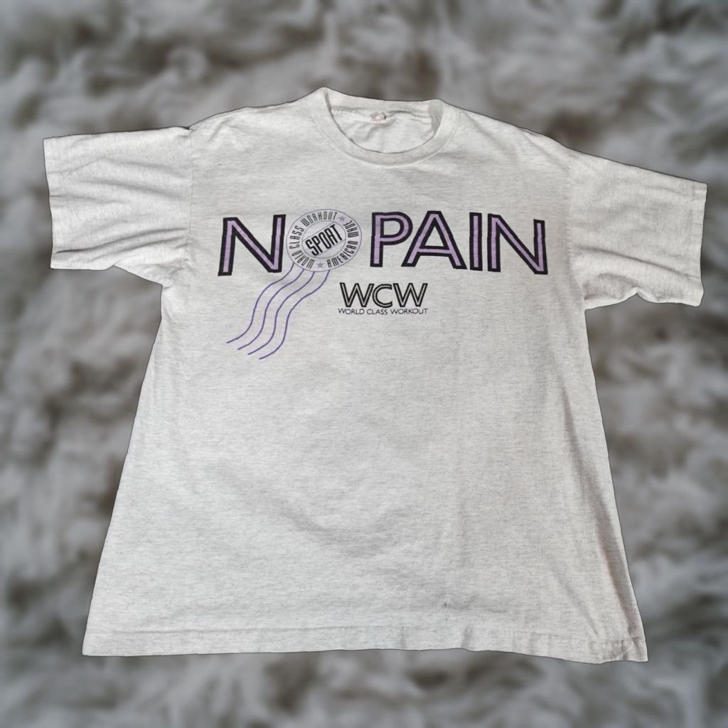 Vintage VINTAGE 90s World Class No Pain No Gain Graphic T-Shirt Mens XL Gray Slim Fit Cotton Size US XL / EU 56 / 4 - 1 Thumbnail