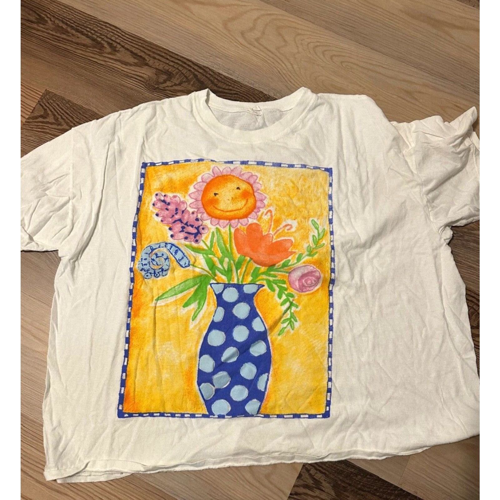 Vintage Sunshine Flowers in Vase T-Shirt One Size Fits All Size ONE SIZE - 4 Thumbnail