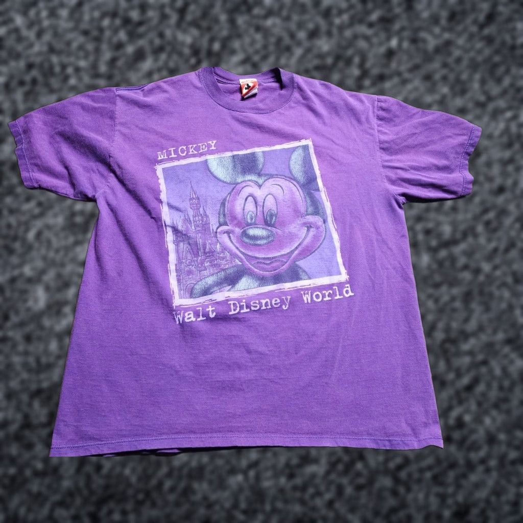 Disney VINTAGE Disney Men T-Shirt Mickey Mouse Cartoon 90s Short Sleeve Purple Cotton Large Size US L / EU 52-54 / 3 - 1 Thumbnail