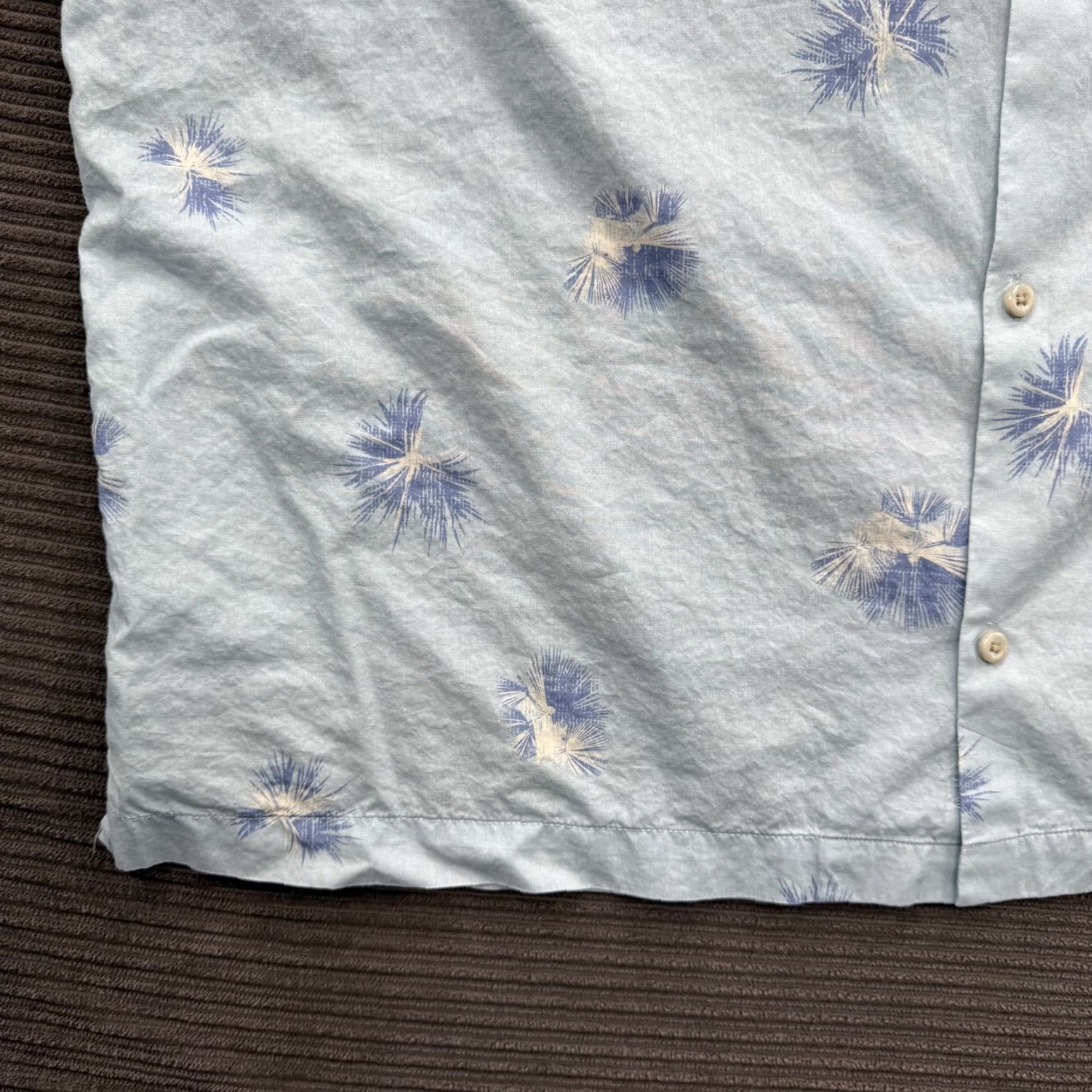 TravisMathew TravisMathew Shirt Mens 2XL Blue Palm Tree Print Button Up Short Sleeve Casual Size US XXL / EU 58 / 5 - 6 Thumbnail