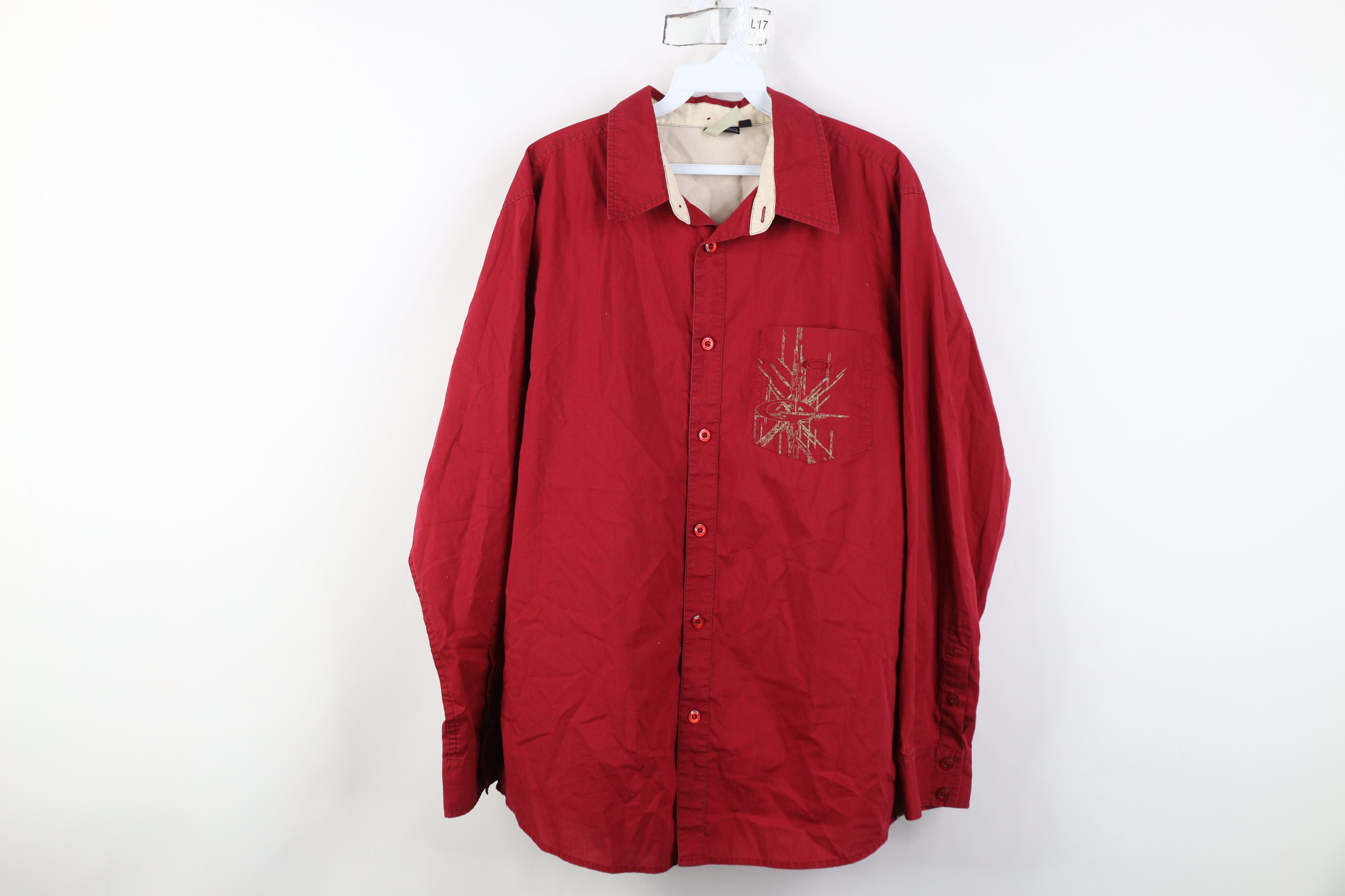 Oakley Vintage Y2K Oakley Shatter O Logo Collared Button Shirt Size US L / EU 52-54 / 3 - 1 Thumbnail