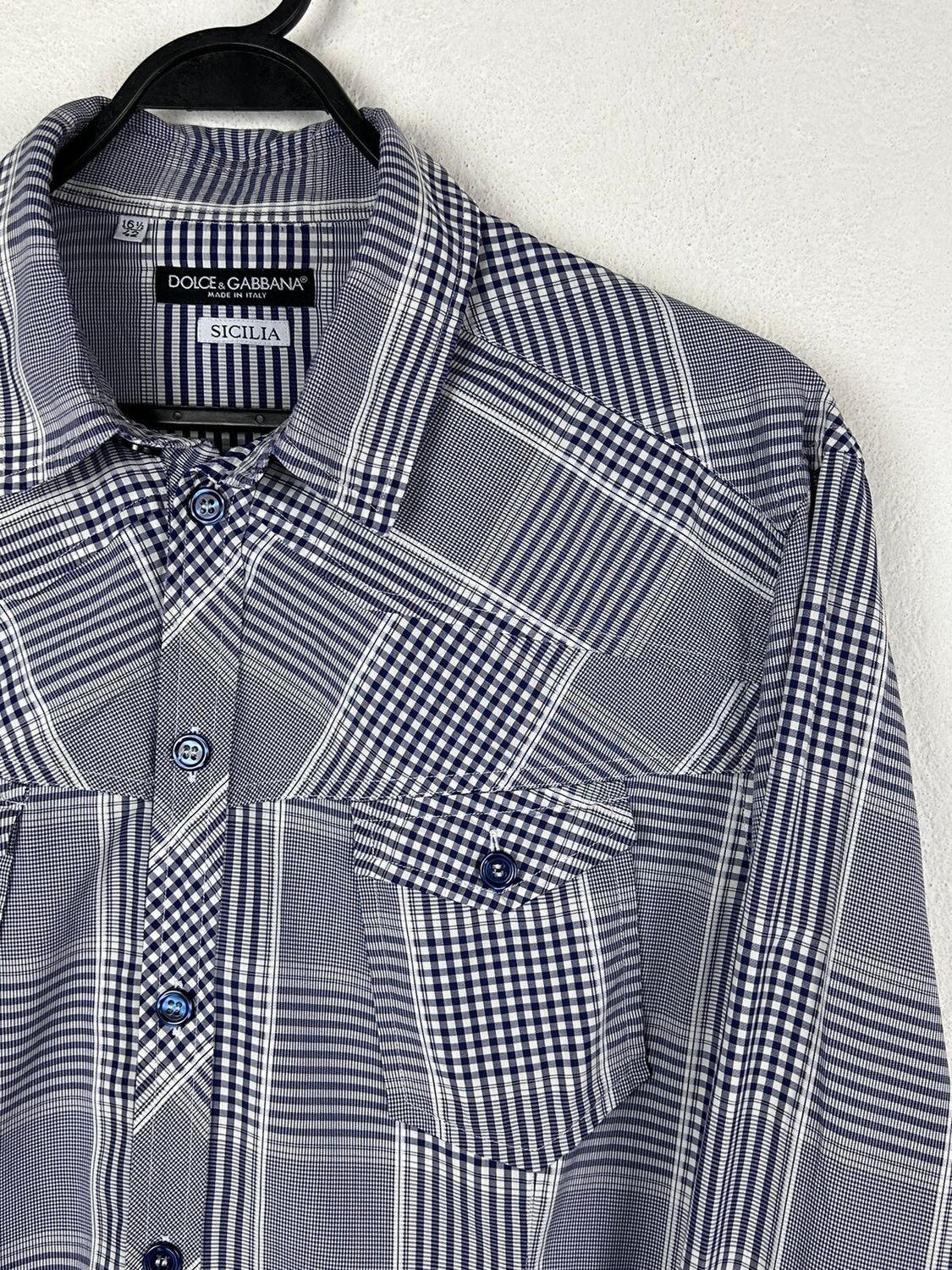 Dolce & Gabbana Dolce & Gabbana Sicilia Checkered Long Sleeve Shirt Size US L / EU 52-54 / 3 - 3 Thumbnail