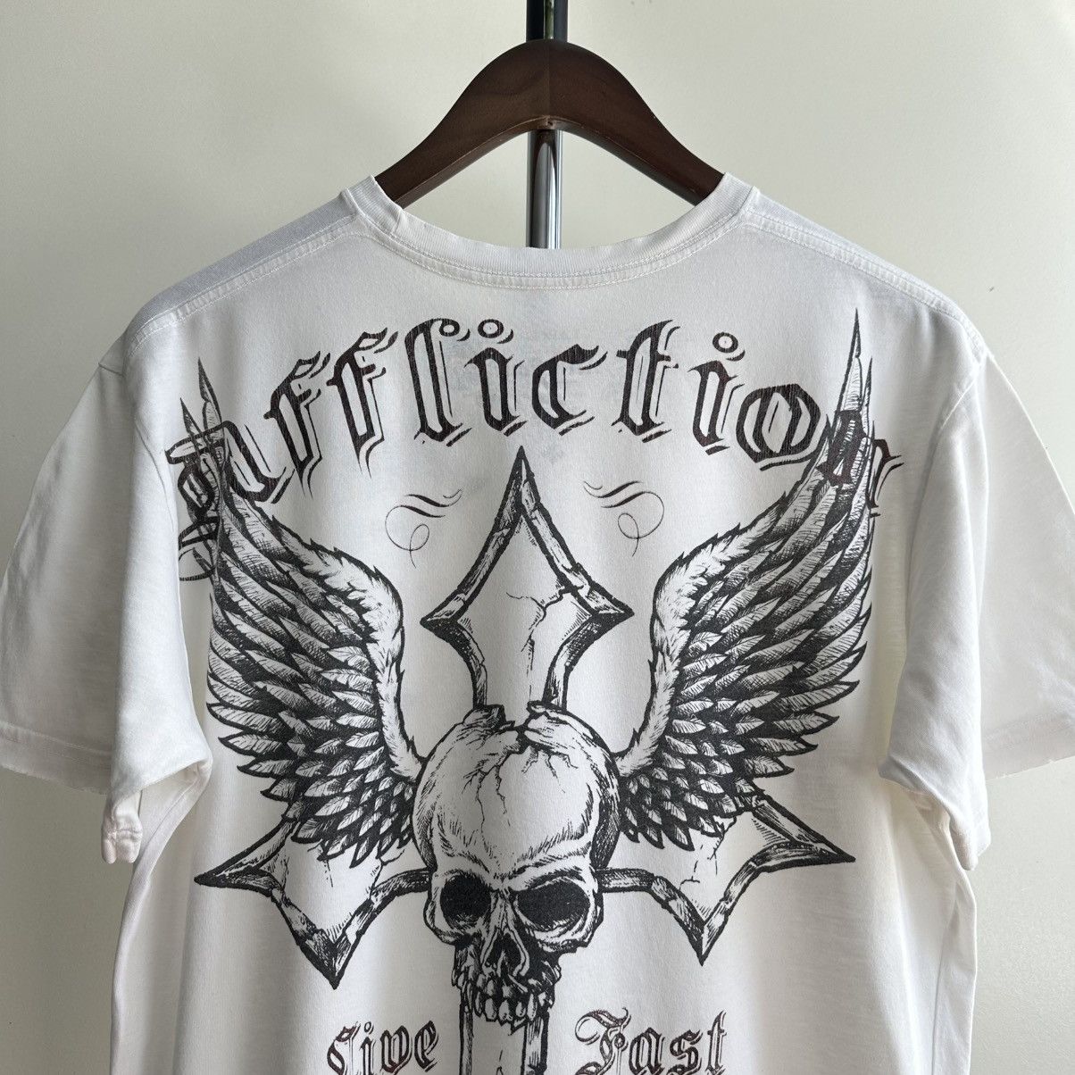 Affliction VINTAGE CRAZY Y2K AFFLICTION LIVE FAST CROSS SKULL TEE Size US L / EU 52-54 / 3 - 3 Thumbnail