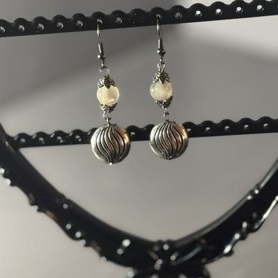 The Unbranded Brand A66 Silver Tone Swirl Bead Dangle Earrings with Frosted bead Size ONE SIZE - 3 Thumbnail