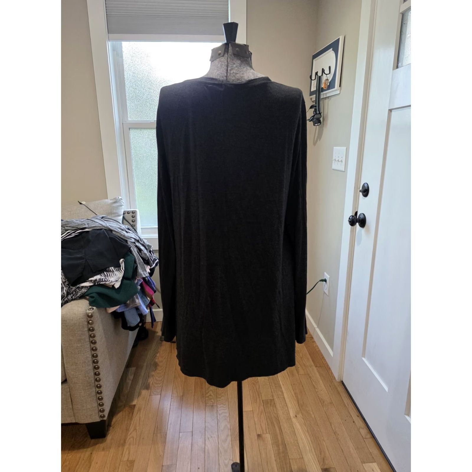 Vintage Cable & Gauge T-Shirt Women Long Sleeve Dress Gray L XL Large Size Regular Knit Viscose Spandex Basic Pullover Round Neck Shirt Size L / US 10 / IT 46 - 2 Thumbnail