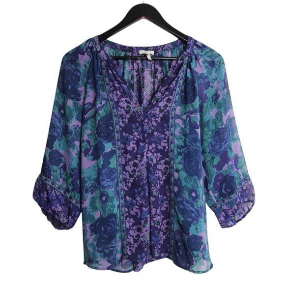 Joie Joie 100% Silk Floral Multicolor Long Sleeve Blouse Size XS Size XS / US 0-2 / IT 36-38 - 1 Thumbnail