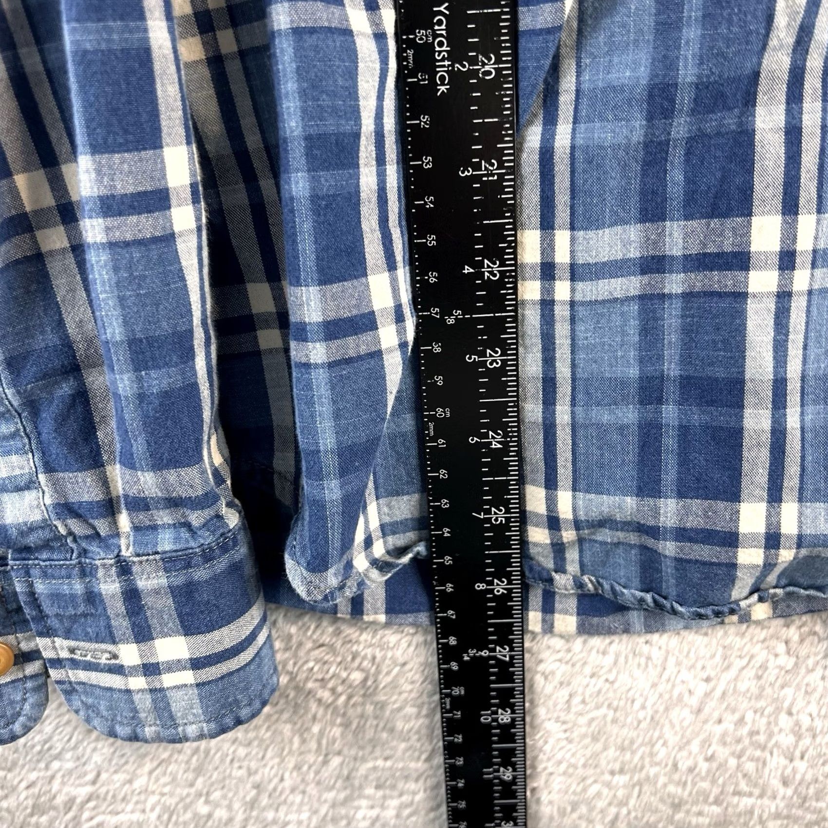 Lucky Brand Lucky Brand Button-Up Shirt Mens L True Indigo Blue Plaid Western Classic Fit Long Sleeve Collared Button-Up Mens Regular Blue Western Plaid Shirt Size US L / EU 52-54 / 3 - 5 Thumbnail