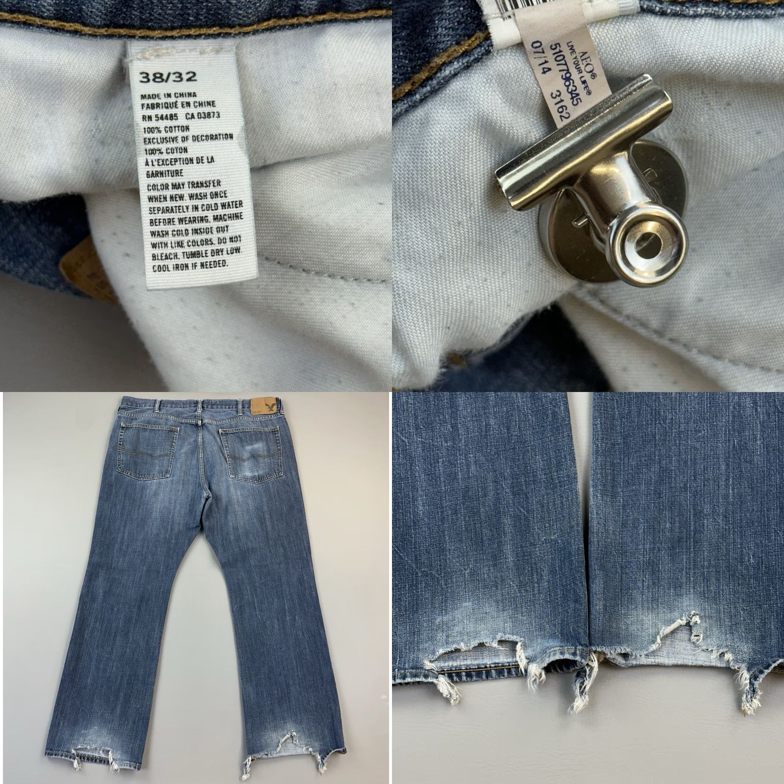 American Eagle Outfitters American Eagle Jeans Mens 38x32 Dark Wash Bootcut Distressed 5-Pocket Denim Cotton Blue Jeans Mens Regular Bootcut USA | 40x31 Size US 38 / EU 54 - 8 Thumbnail