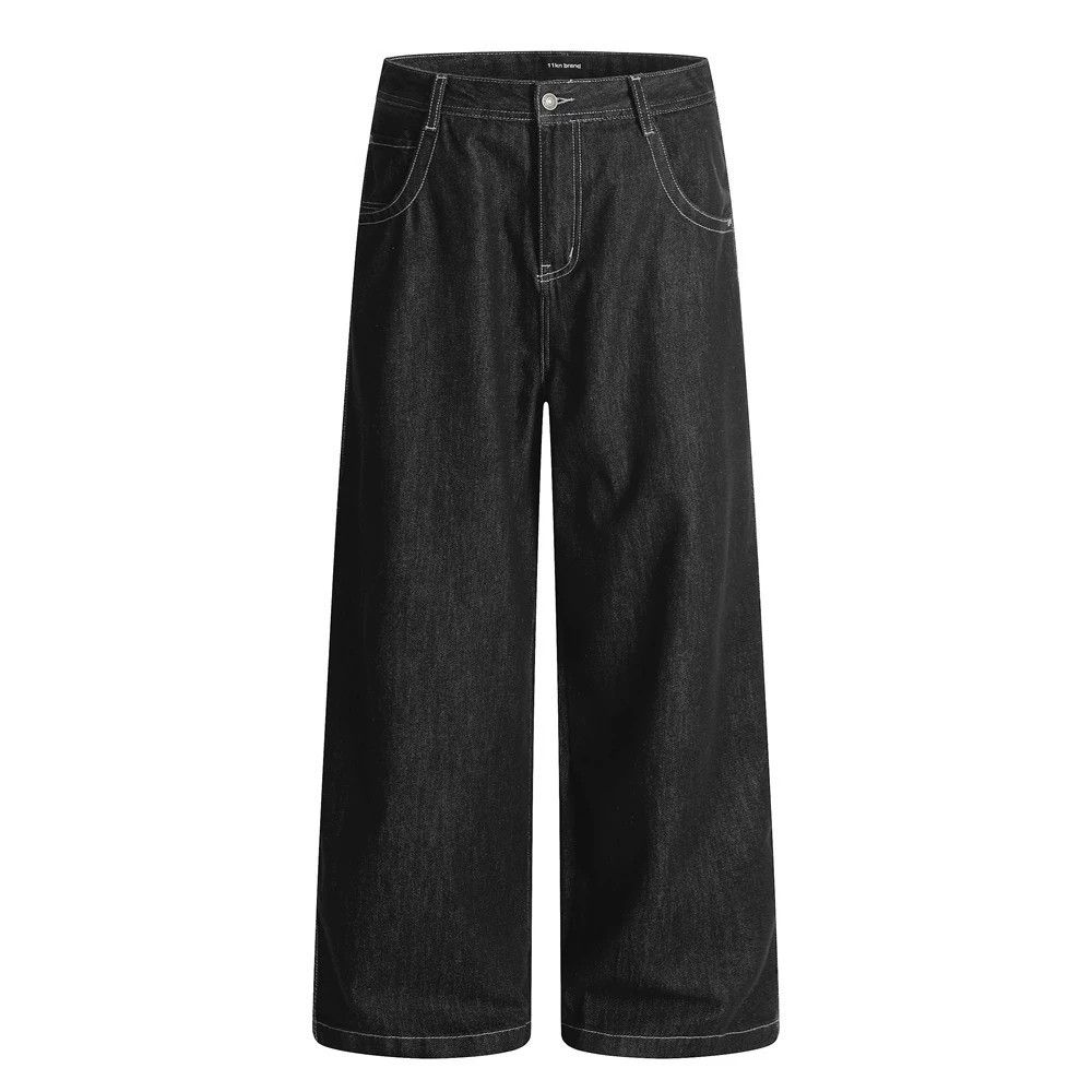 Jean Men's trendy street embroidery loose wide-leg jeans Size US 32 / EU 48 - 1 Thumbnail