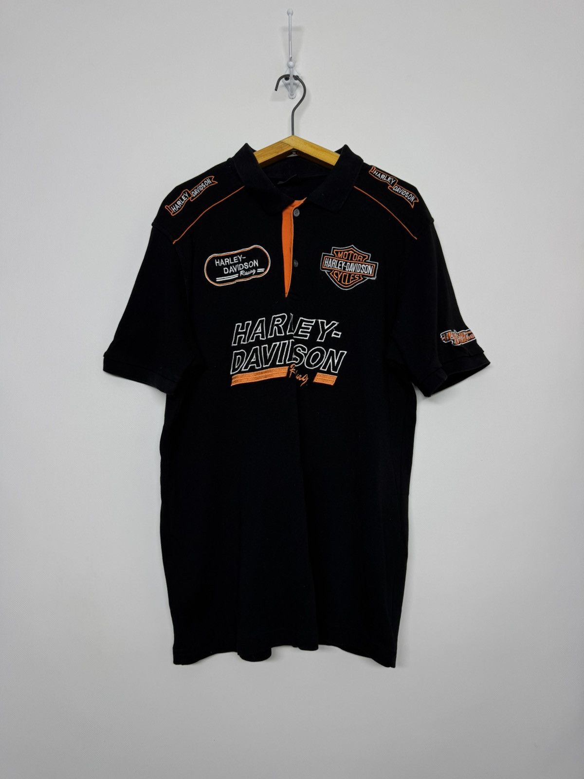 Harley Davidson Vintage Harley Davidson Motorcycle Sleeve Polo Shirt Size US XL / EU 56 / 4 - 2 Thumbnail