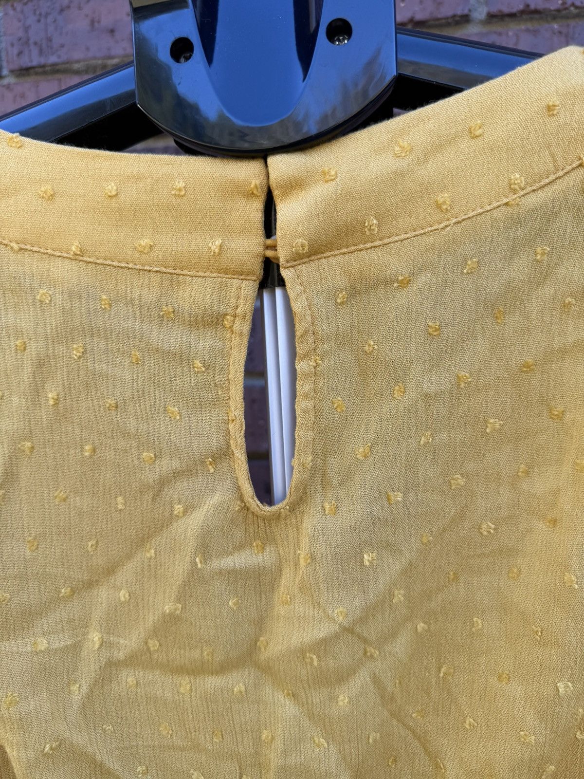 Other Mustard Seed Yellow Cropped Top V-Neck Peasant Swiss Dot Size M / US 6-8 / IT 42-44 - 6 Thumbnail