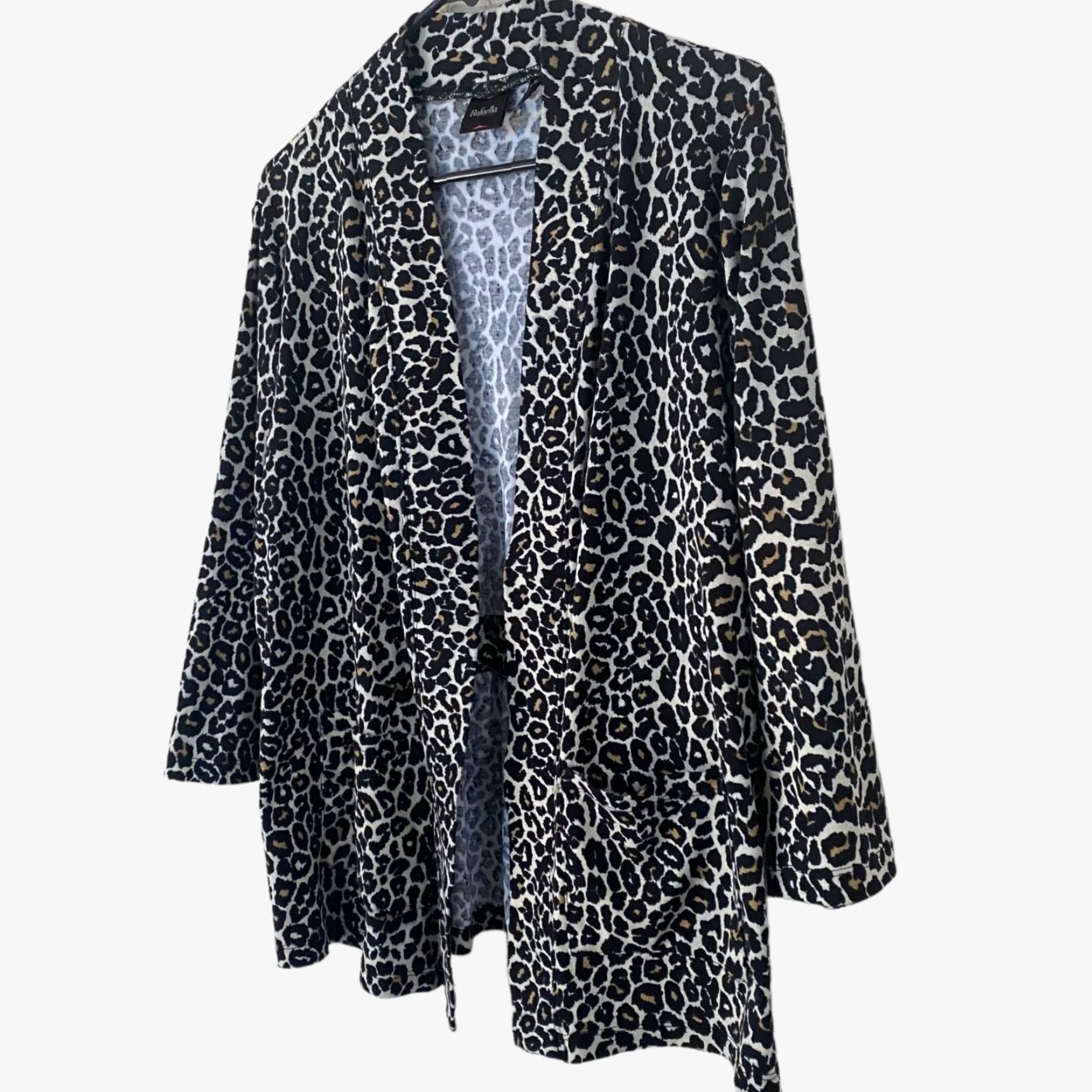 Vintage Rafaella Open Front Leopard Print Cardigan Sweater Womens XL Black Brown Casual Size XL / US 12-14 / IT 48-50 - 3 Thumbnail