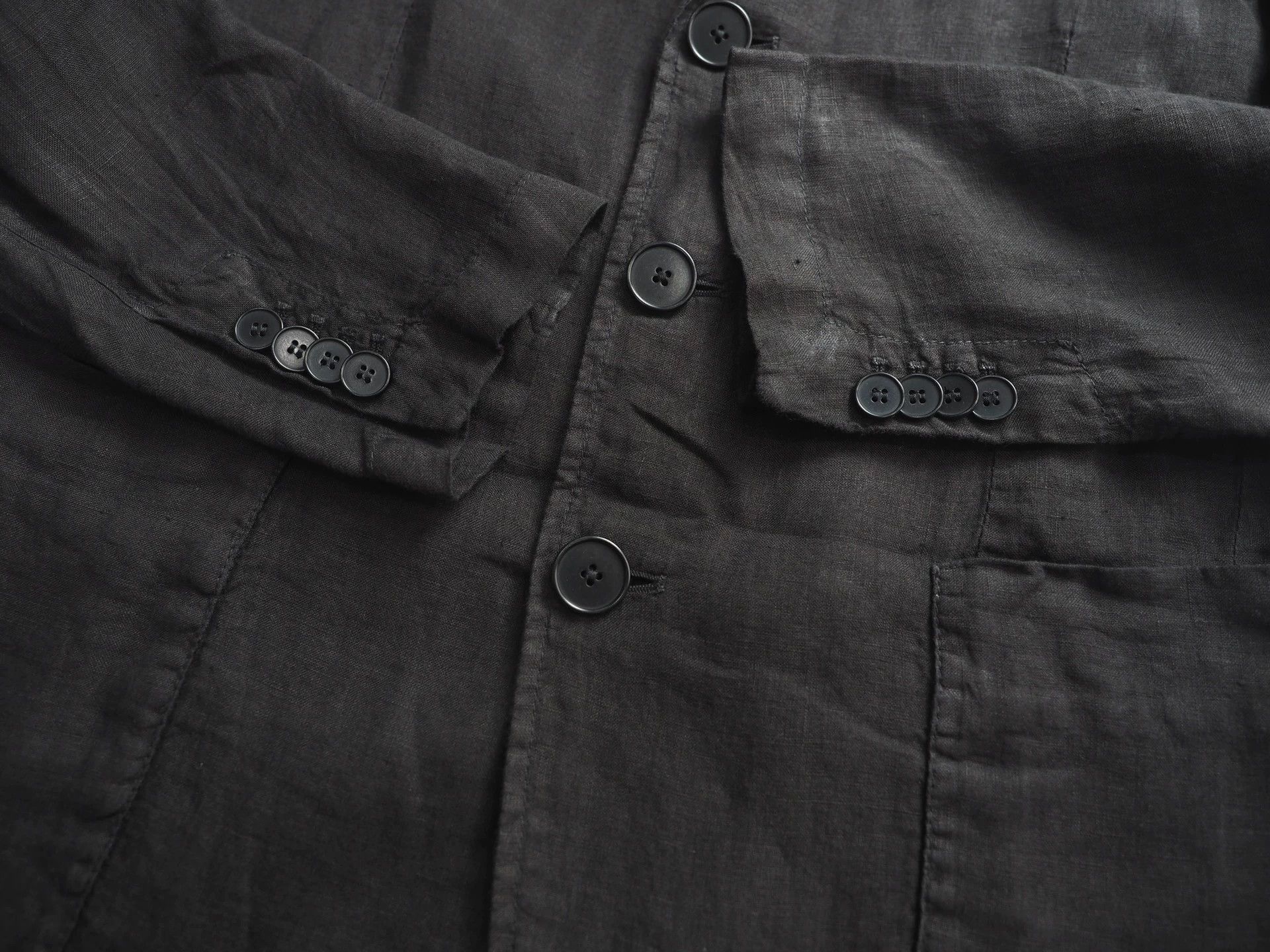 Barena BARENA Black Linen Blazer Size 46 Size 46R - 4 Thumbnail