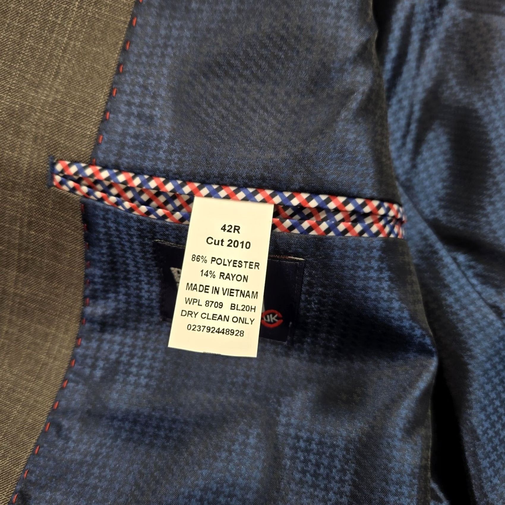 Billy London Rally London Suit Jacket Mens 42 Gray Check Polyester Rayon 2 Button Blazer Size 42R - 3 Thumbnail