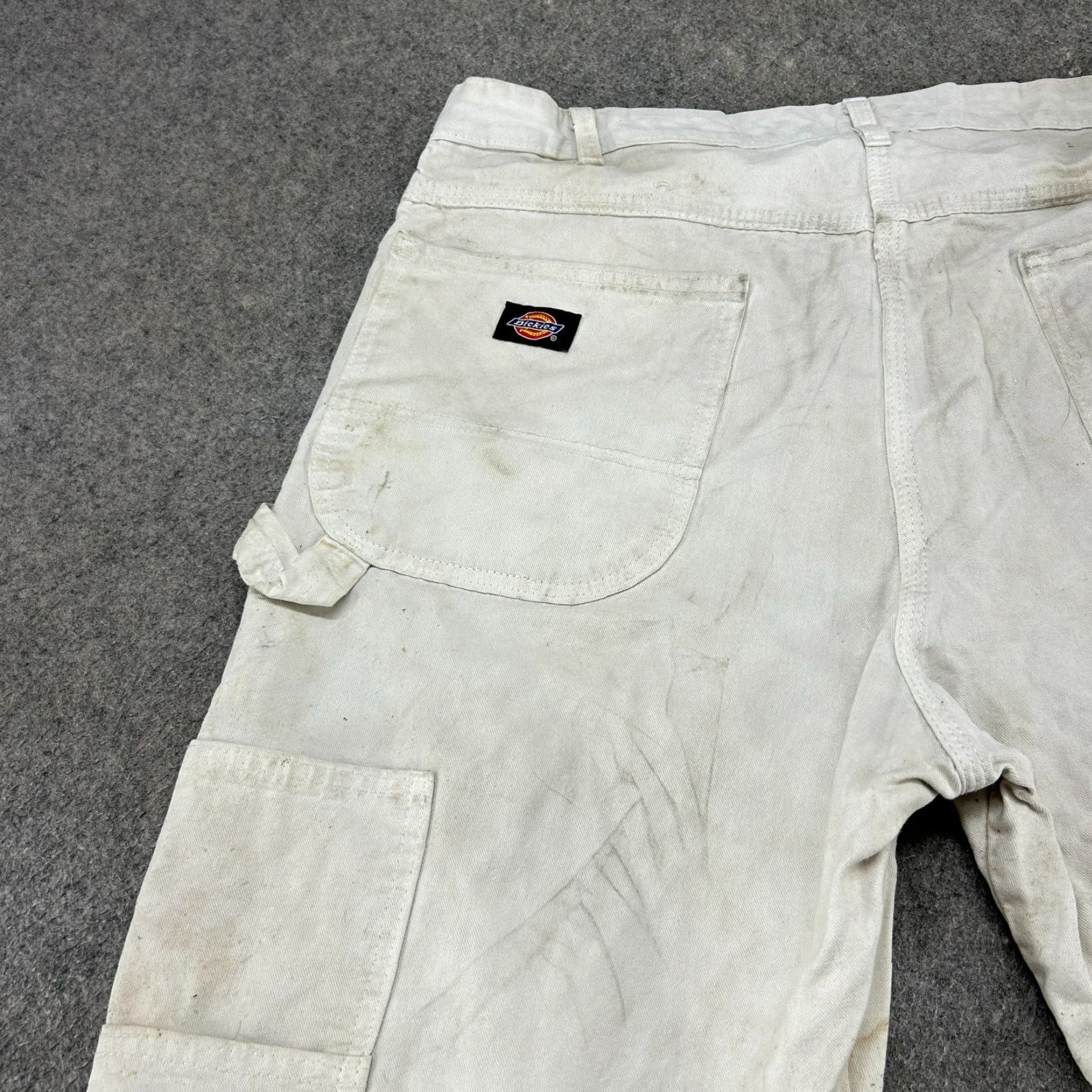 Dickies VINTAGE Dickies Pants Mens Regular 36x34 White Canvas Carpenter Workwear Distressed 5-Pocket Straight Inseam 34 Retro Size US 36 / EU 52 - 3 Thumbnail