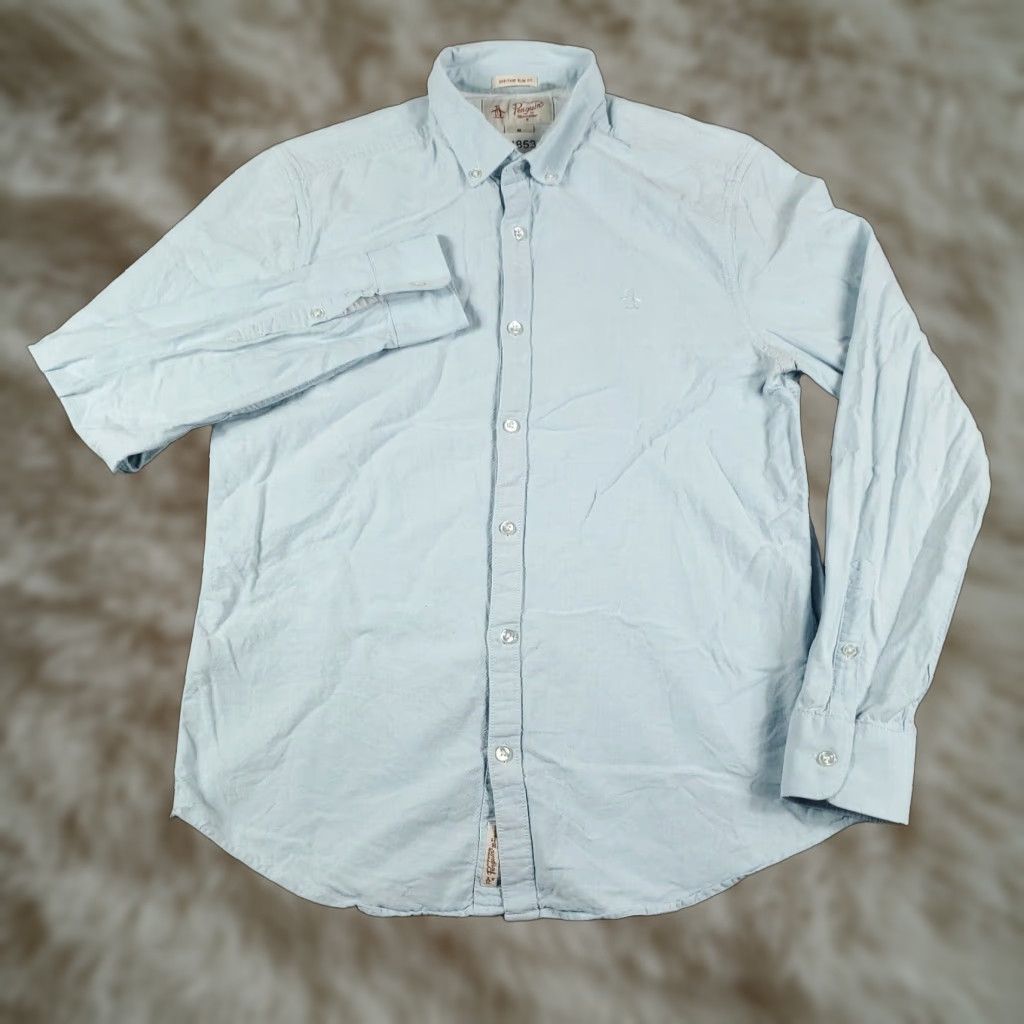 Original Penguin Original Penguin Button-Up Shirt Mens Medium Blue Long Sleeve Casual Preppy Size US M / EU 48-50 / 2 - 1 Thumbnail