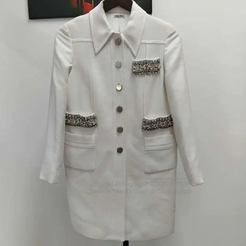 Miu Miu Miu Miu Women's White Spring Jacket with Detail . Size L / US 10 / IT 46 - 1 Thumbnail