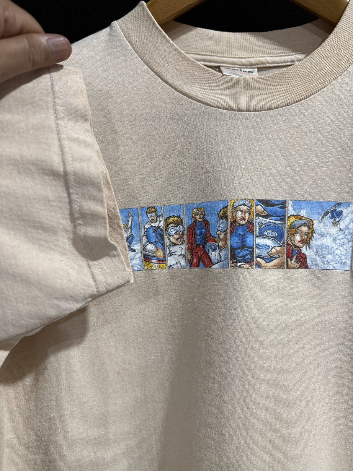 Anime × Vintage Vintage 90s Red Snowboarding Skate Anime Tee Size US M / EU 48-50 / 2 - 7 Thumbnail