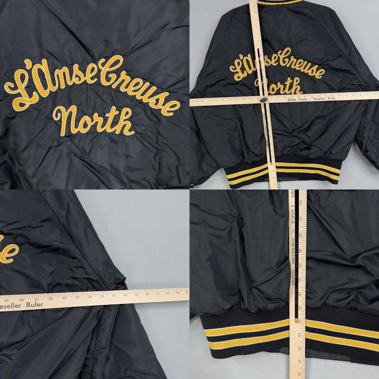 Dunbrooke VINTAGE Dunbrooke Satin Varsity Jacket XL Black Mens 90s L'Anse Creuse North USA Size US XL / EU 56 / 4 - 8 Thumbnail
