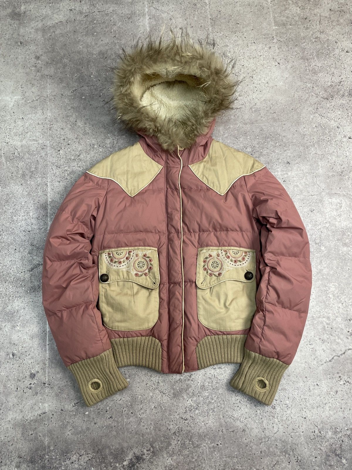 Le Grande Bleu (L.G.B.) Vintage Y2K Parasuco Cult Faux Fur Trim Girly Puffer Jacket Size S / US 4 / IT 40 - 1 Thumbnail