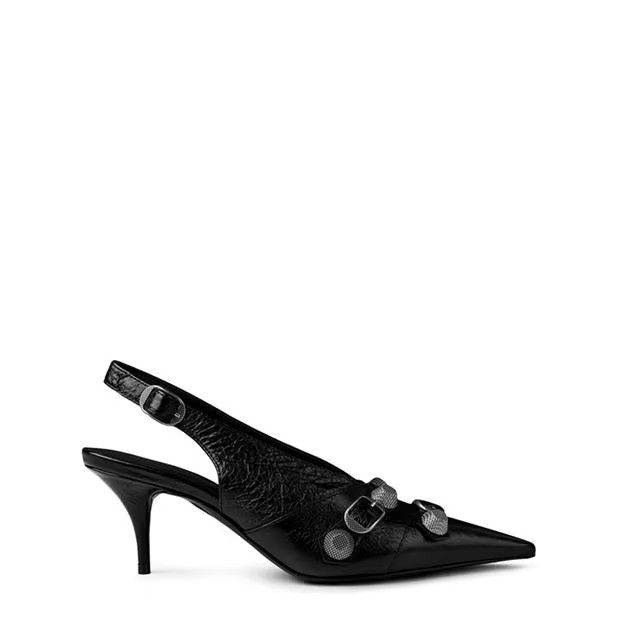 Balenciaga o1g2r1mq0924 Cagole Slingbacks Leather Pumps in Black Nikel Size US 7 / IT 37 - 1 Thumbnail