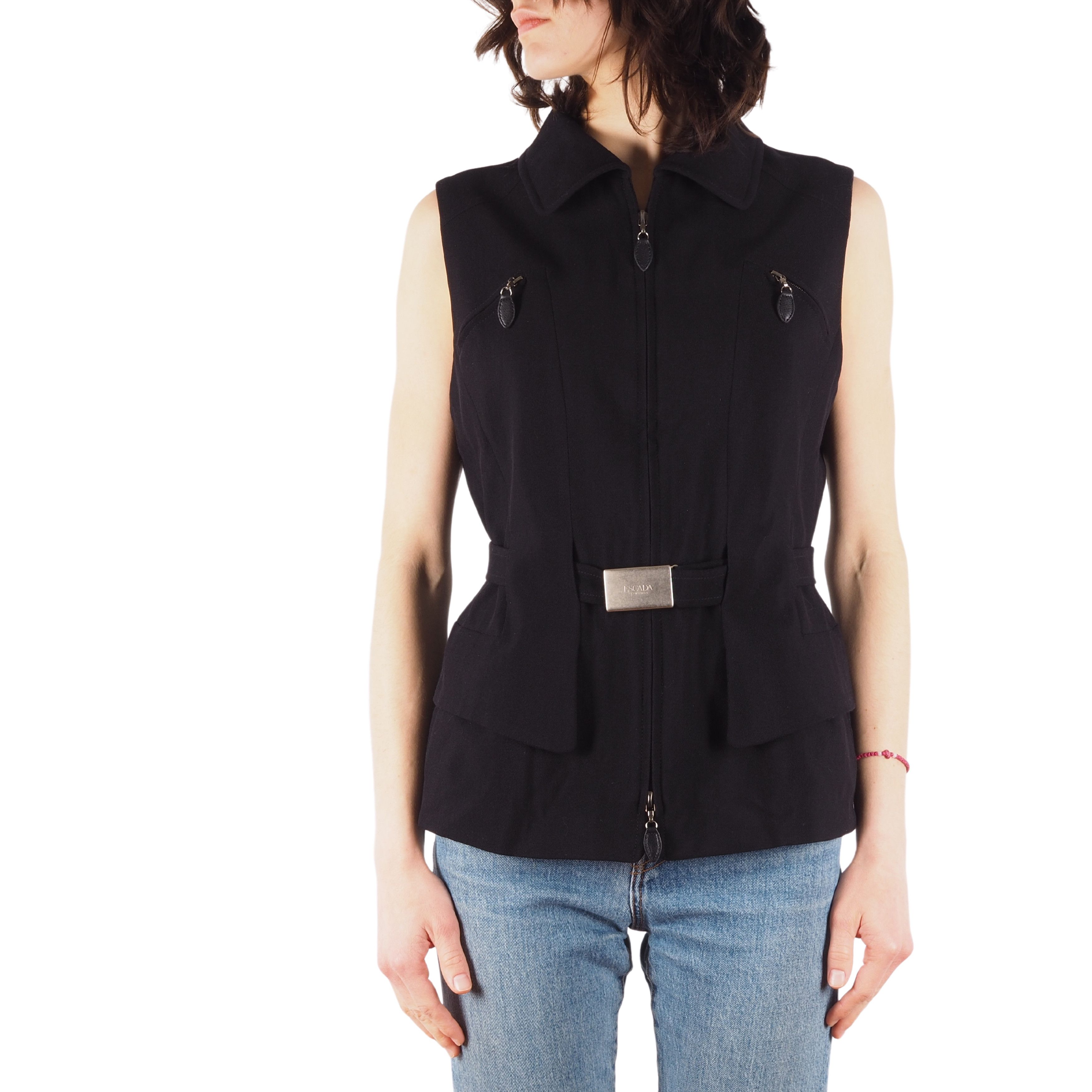 Escada × Vintage Escada by Margaretha Ley Vintage Black Belted Vest Jacket Size ONE SIZE - 1 Thumbnail