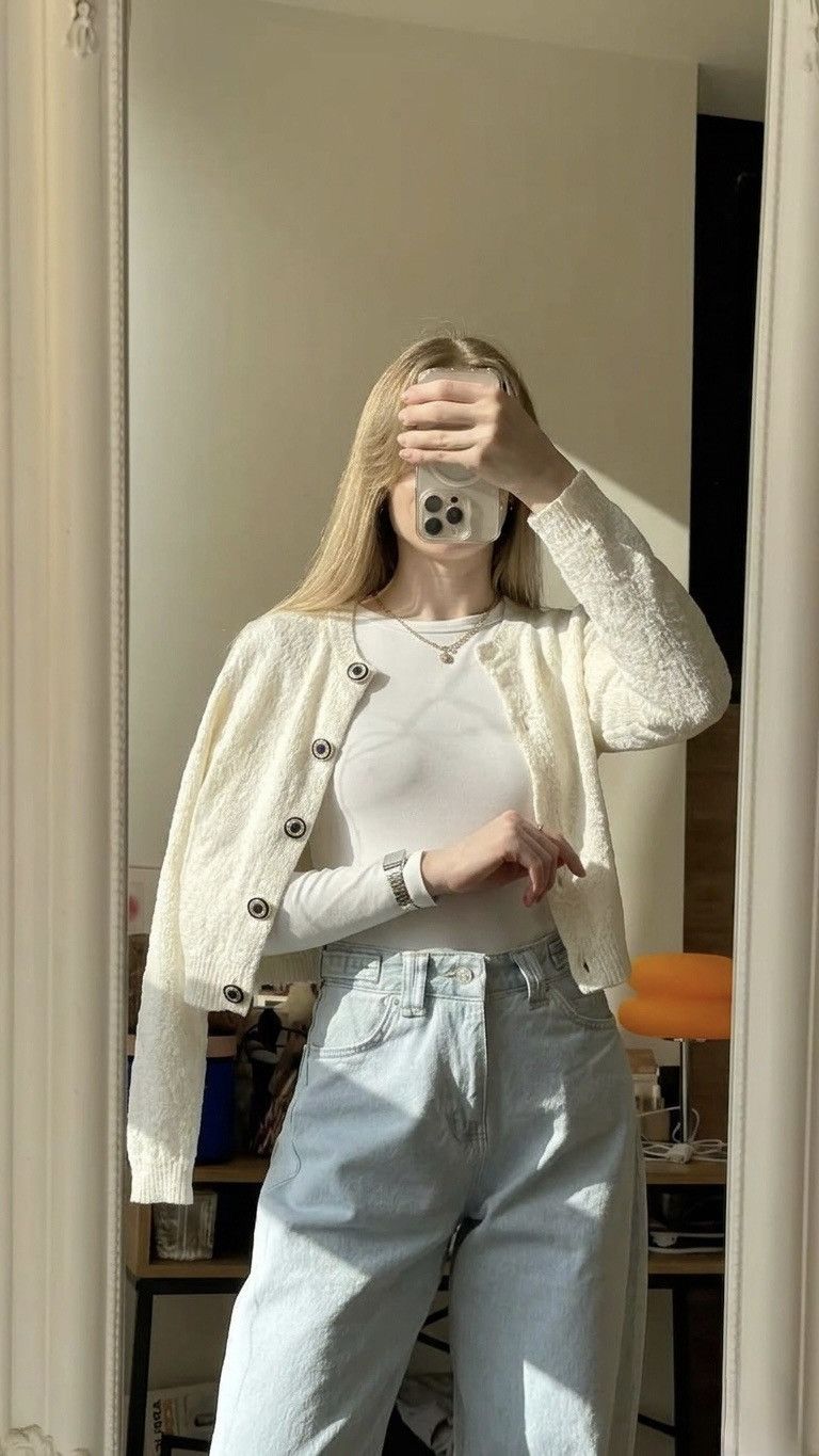 By Malene Birger By Malene Birger White Knit Cardigan Luxury Old Money M Size M / US 6-8 / IT 42-44 - 1 Thumbnail