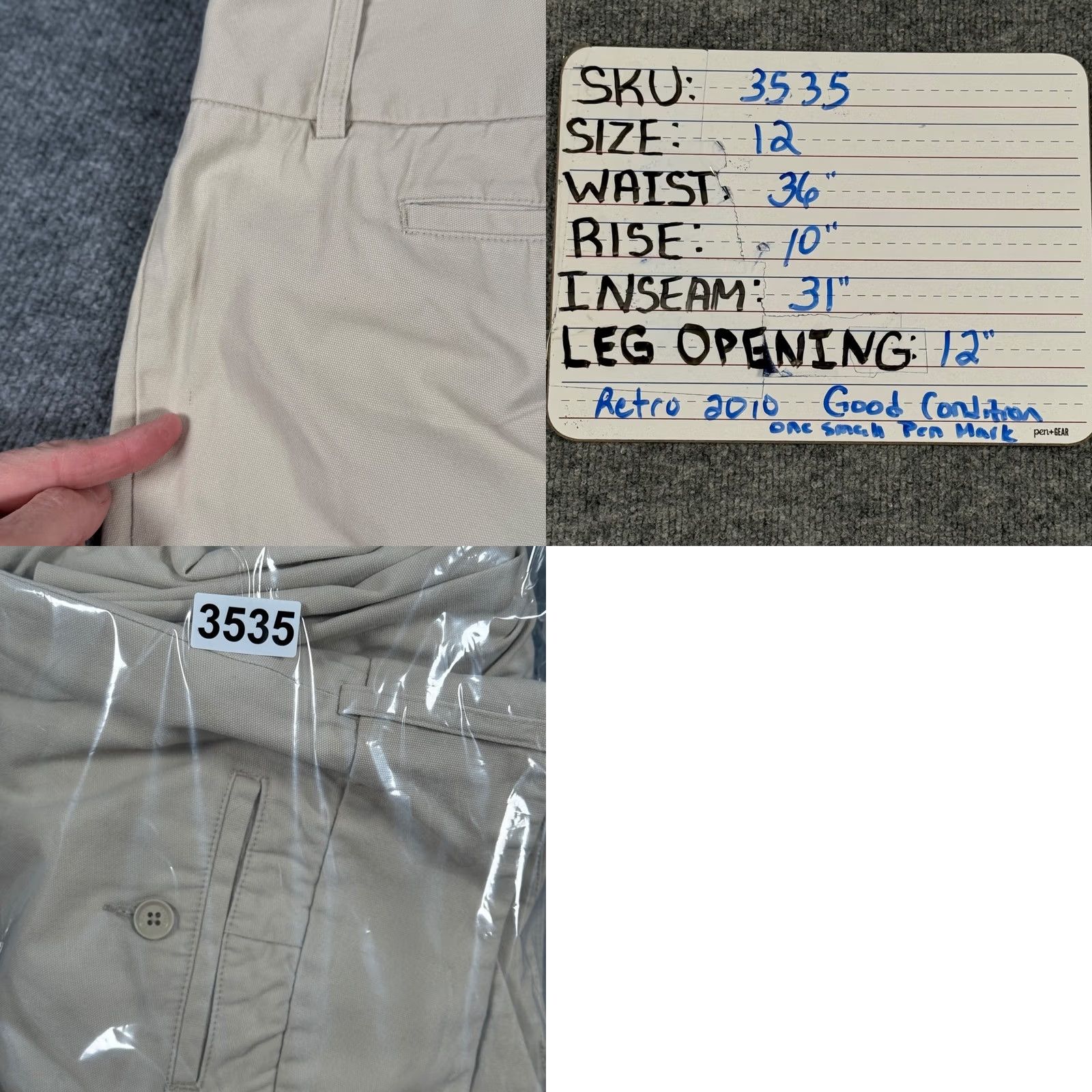 Express VINTAGE Y2K Express Editor Pants Khaki Tan Wide Flare Leg Career Workwear Retro Size 34" / US 12 / IT 48 - 8 Thumbnail