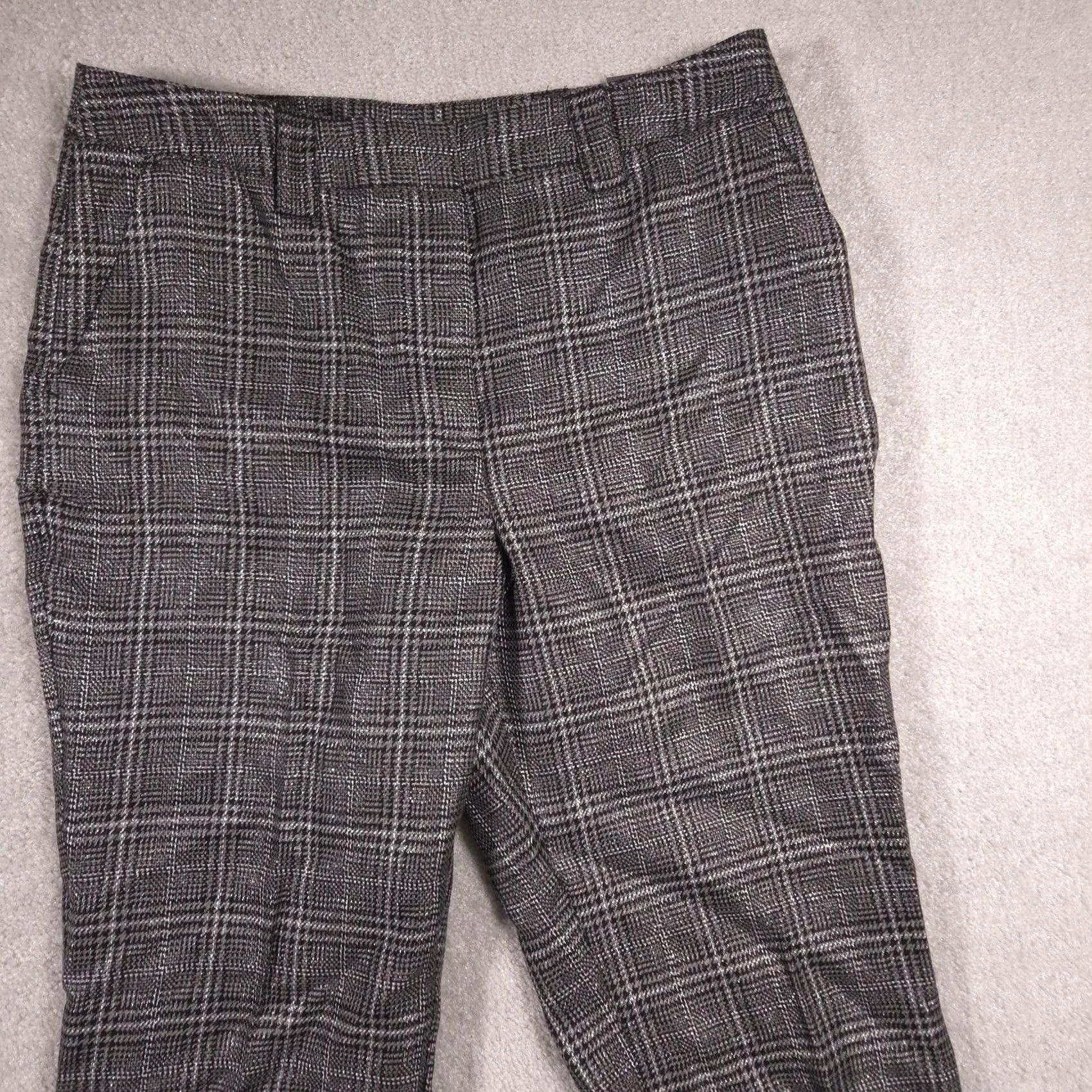 Worthington Worthington Pants Womens 14 Gray Metallic Plaid Straight Leg Dress Career Work Pants Size 36" / US 14 / IT 50 - 3 Thumbnail