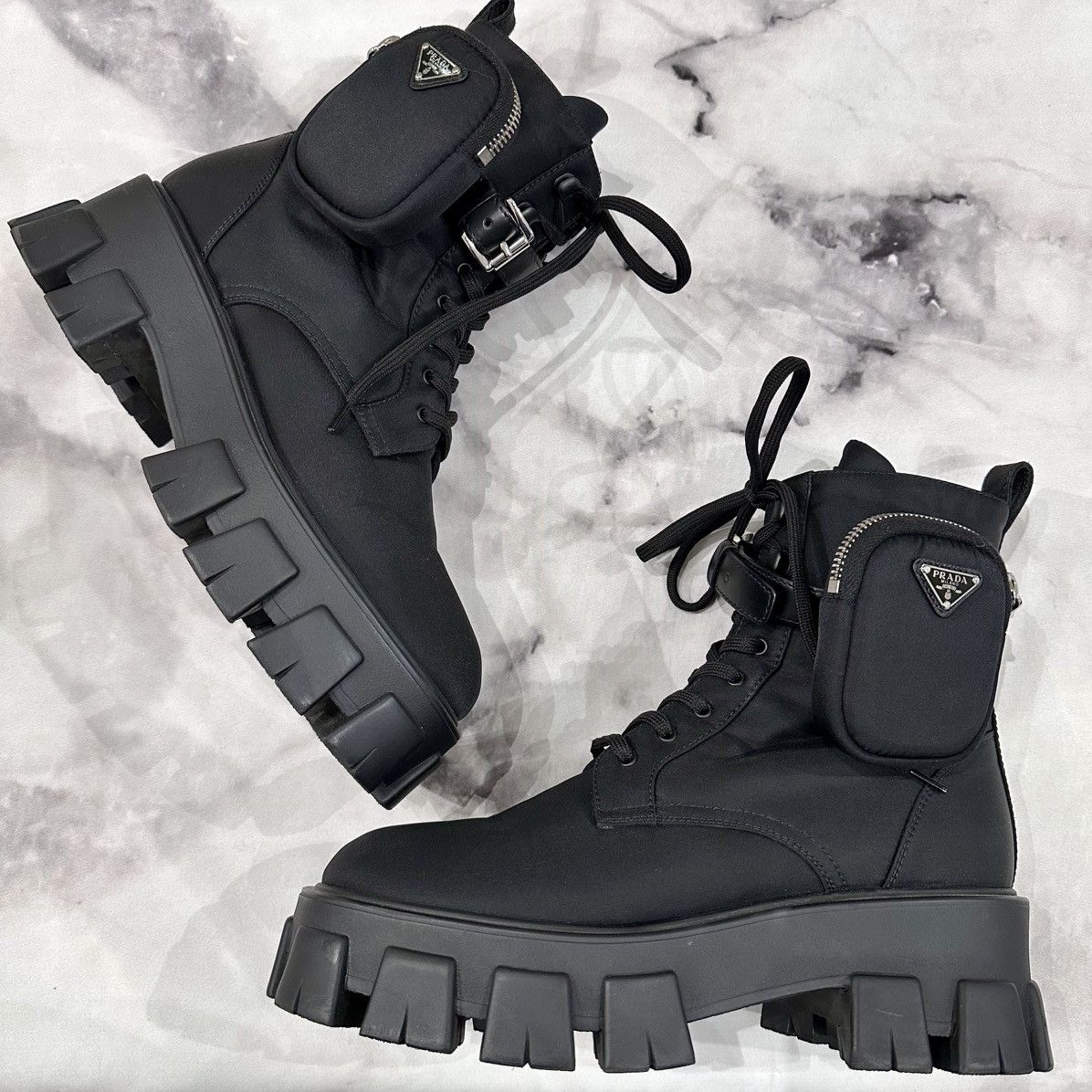 Prada PRADA MONOLITH RE-NYLON COMBAT BOOTS SIZE 40 Size US 10 / IT 40 - 1 Thumbnail