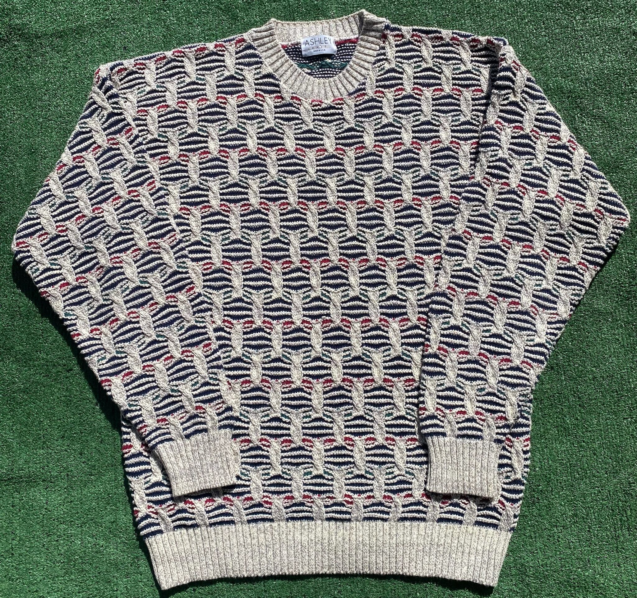 Vintage Vintage 90’s Textured Knit Sweater Men's Size XL USA Made Size US XL / EU 56 / 4 - 1 Thumbnail