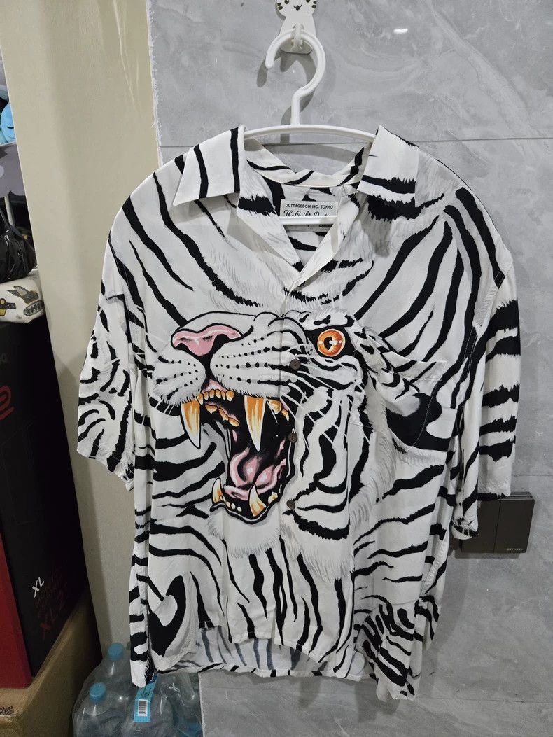 Wacko Maria Wacko Maria White Tiger Rayon Shirt Size US M / EU 48-50 / 2 - 2 Thumbnail