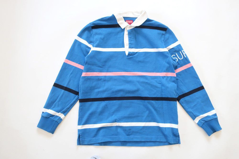 Supreme (M)Supreme Striped Rugby Blue 2016 Size US M / EU 48-50 / 2 - 1 Thumbnail