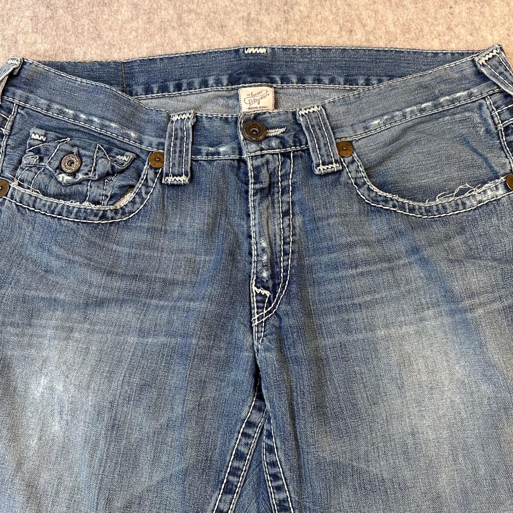 True Religion True Religion Jeans Mens 38x30 Ricky Big T Contrast Stitch Made USA Straight Leg Size US 38 / EU 54 - 2 Thumbnail