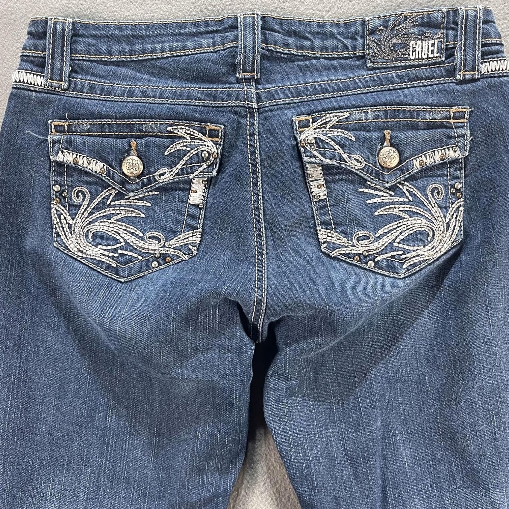 Vintage Cruel Girl Jeans Womens 13R Bianca Bootcut Stretch Embroidered Western Rodeo Denim Blue 32in Inseam Mid Rise Pockets Zipper Mens? Size 34" / US 12 / IT 48 - 3 Thumbnail