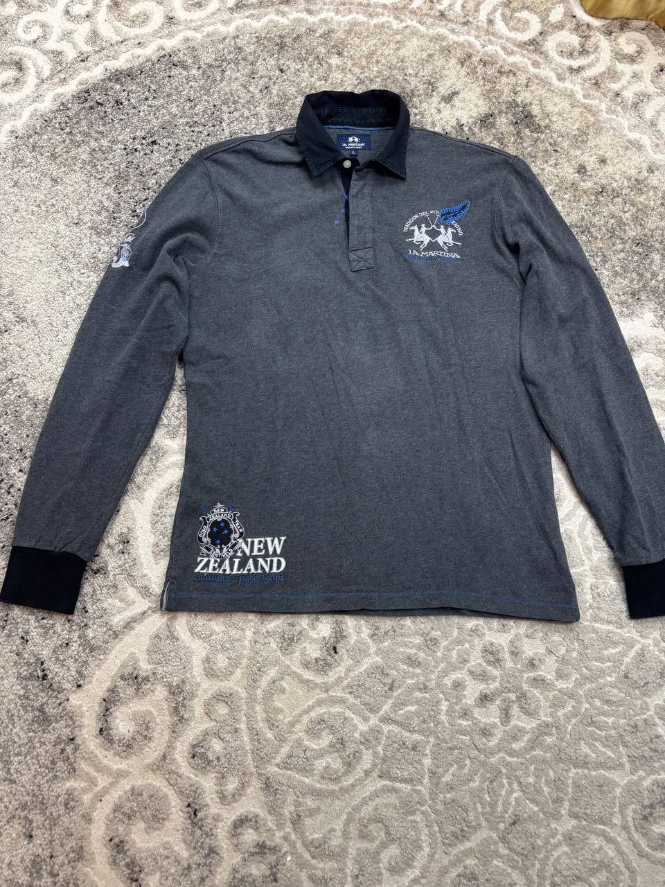 La Martina La Martina New Zealand Polo Team L/S Shirt Grey Size L Size US L / EU 52-54 / 3 - 3 Thumbnail