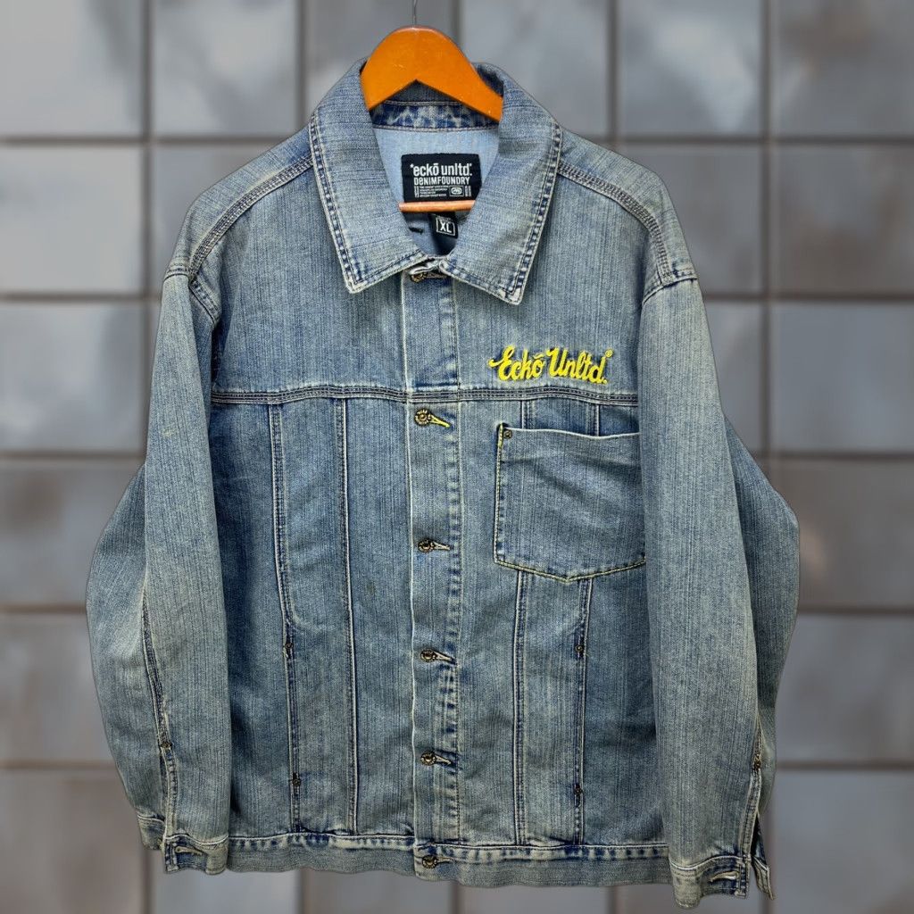 Ecko Unltd. VINTAGE Ecko Unltd DENIM Chore Jacket XL Men Blue 90s Hip Hop Baggy Windbreaker Jacket Size US XL / EU 56 / 4 - 1 Thumbnail