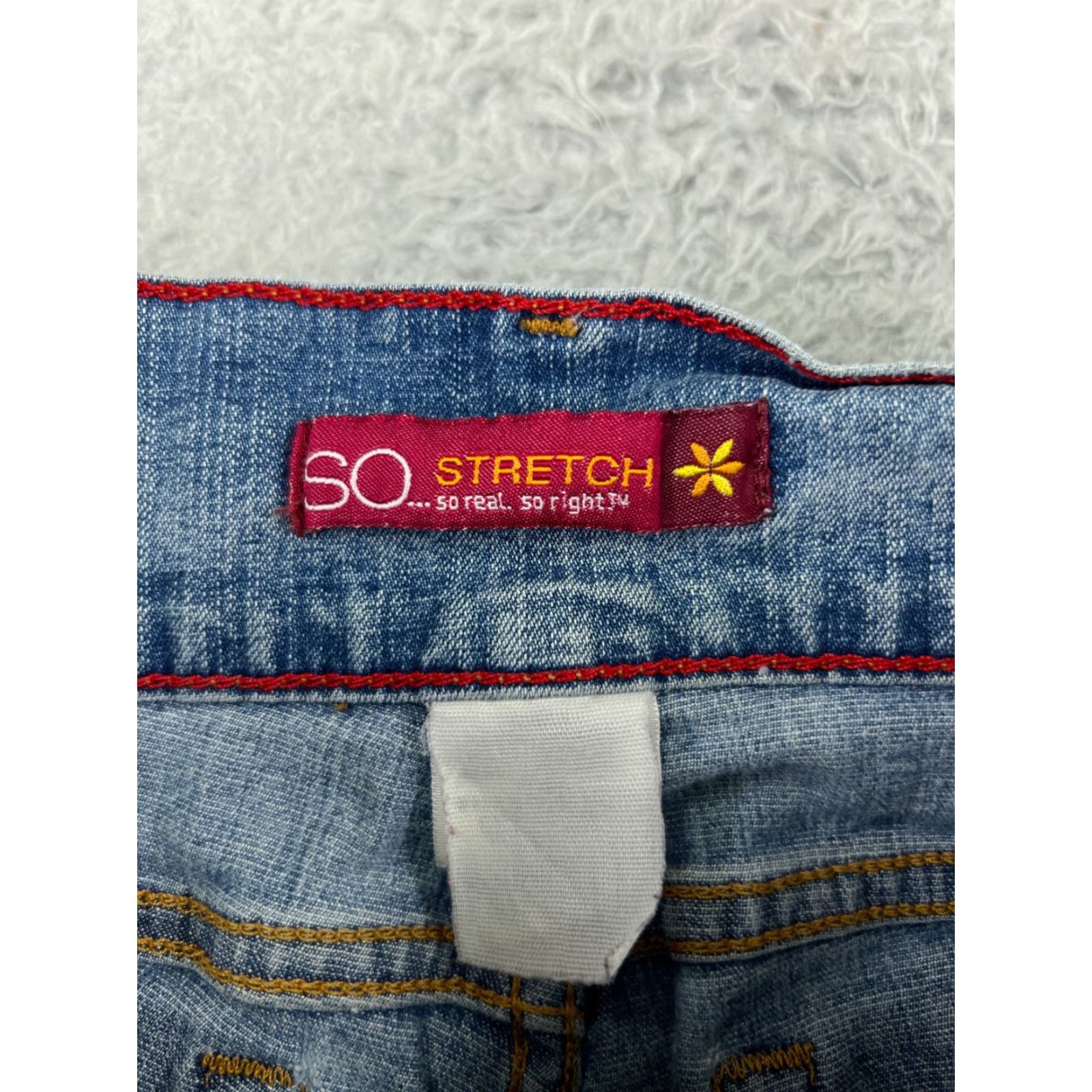 Vintage SO Jeans Women 5 Blue Denim Flared Low Rise Light Wash Cotton Blend Size 27" / US 4 / IT 40 - 3 Thumbnail