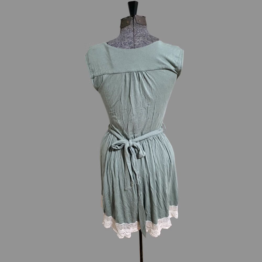 Vintage VINTAGE? No. Miami Mini Dress Women's Size S Gray V-Neck Sleeveless Tie Waist Lace Trim Dress Size S / US 4 / IT 40 - 1 Thumbnail