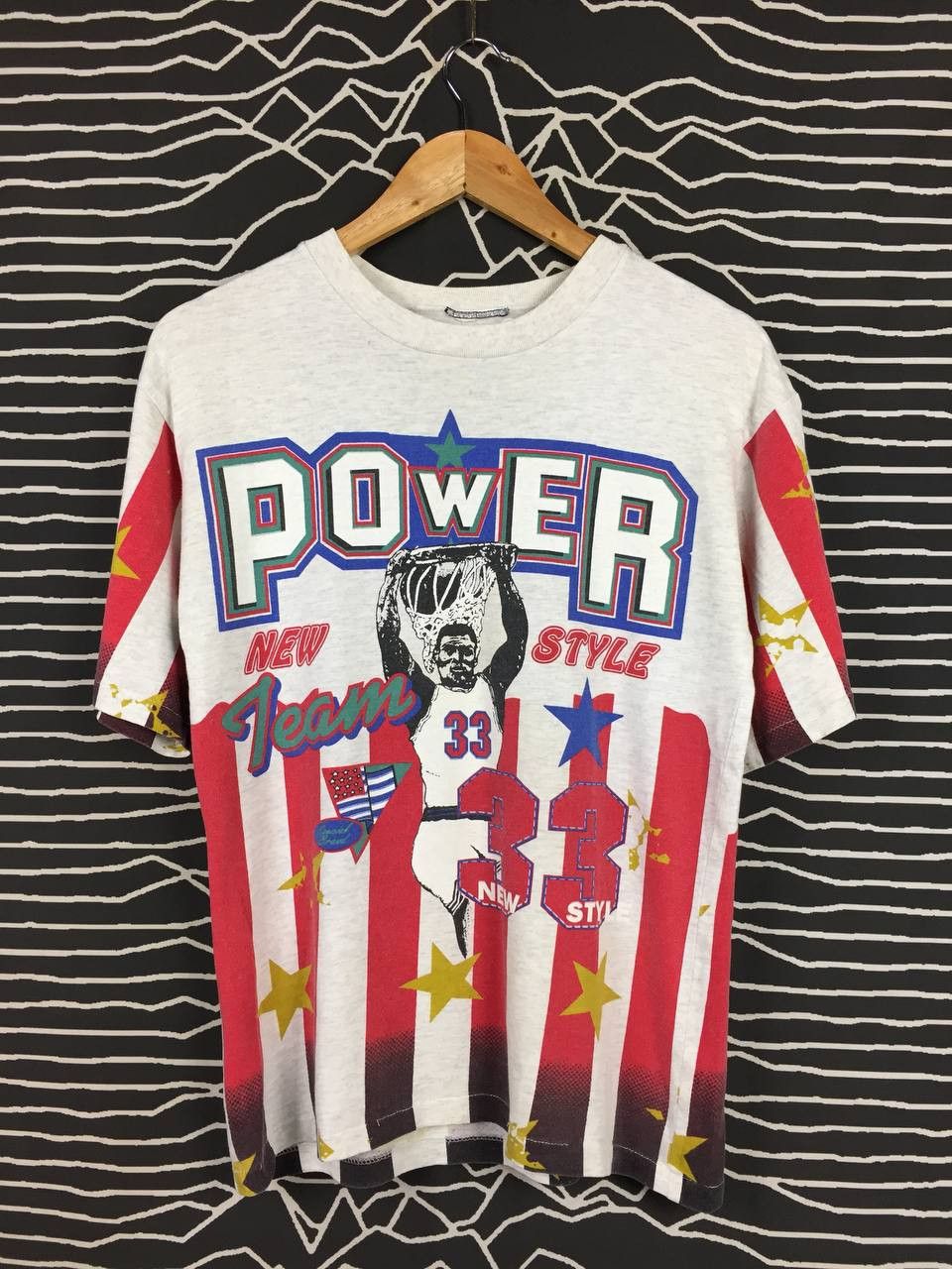 NBA Vtg Power Team New Style American Flag All Over Print Tee Size US S / EU 44-46 / 1 - 1 Thumbnail