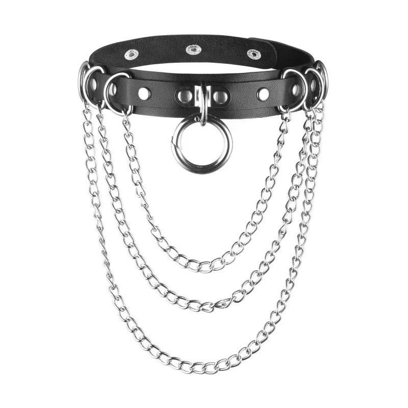 Jewelry Spike Black Leather Choker Necklace Jewelry Size ONE SIZE - 3 Thumbnail