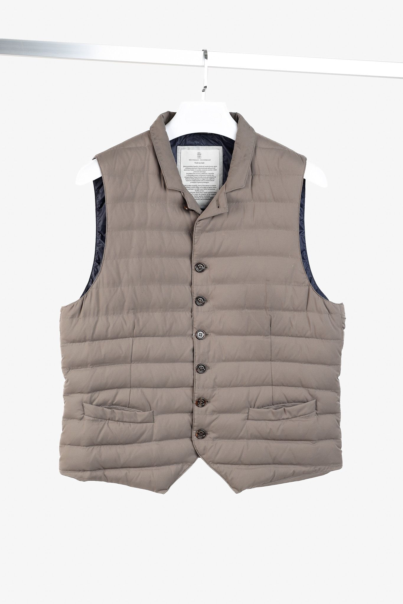 Brunello Cucinelli Brunello Cucinelli AW/15 Nylon Notched-Lapel Down Waistcoat Size US L / EU 52-54 / 3 - 1 Thumbnail