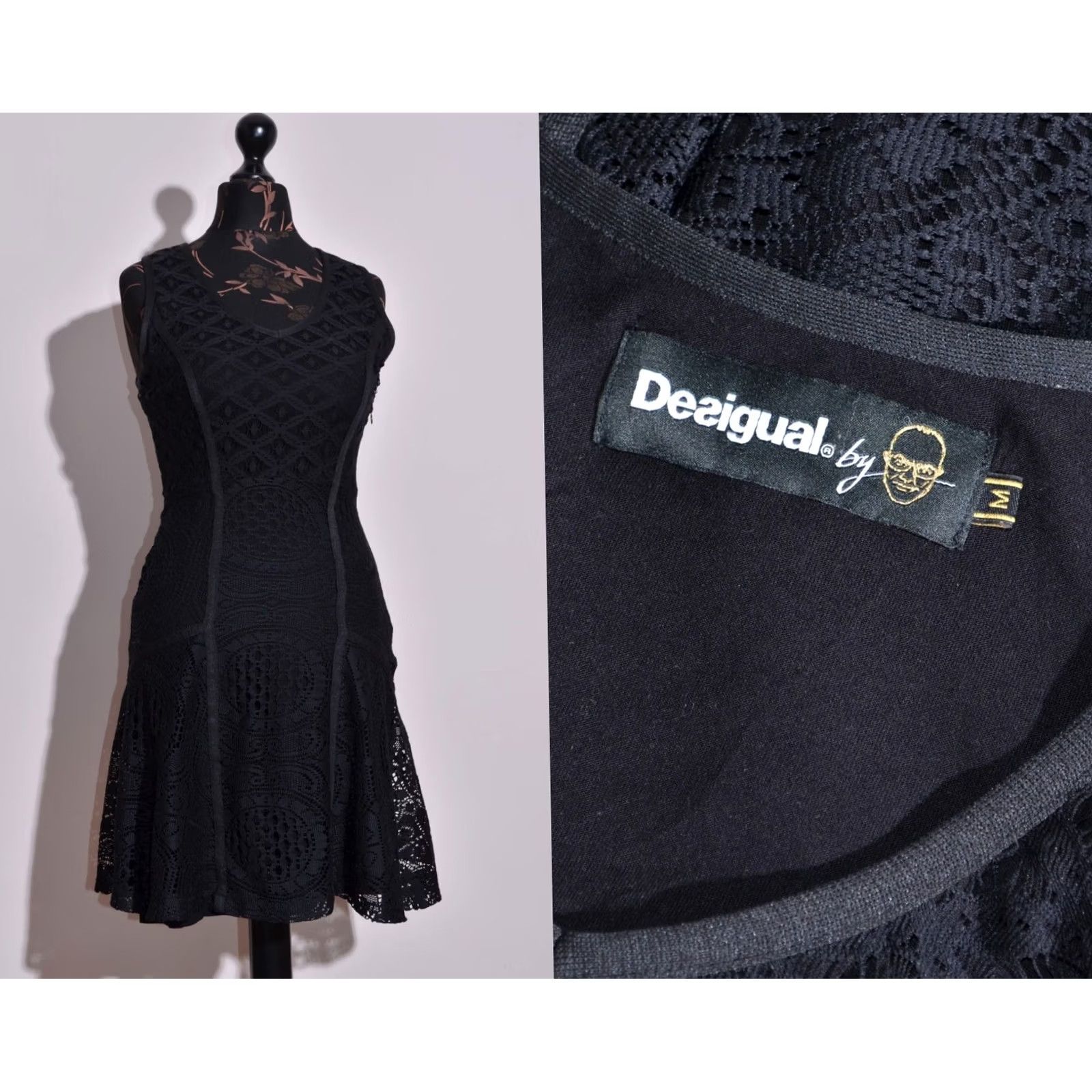 Desigual Desigual bu Lacroix Women's Black Lace Dress Sleeveless Lined Size M Dress Women's Black Lace Sleeveless Lined M Size M / US 6-8 / IT 42-44 - 2 Thumbnail